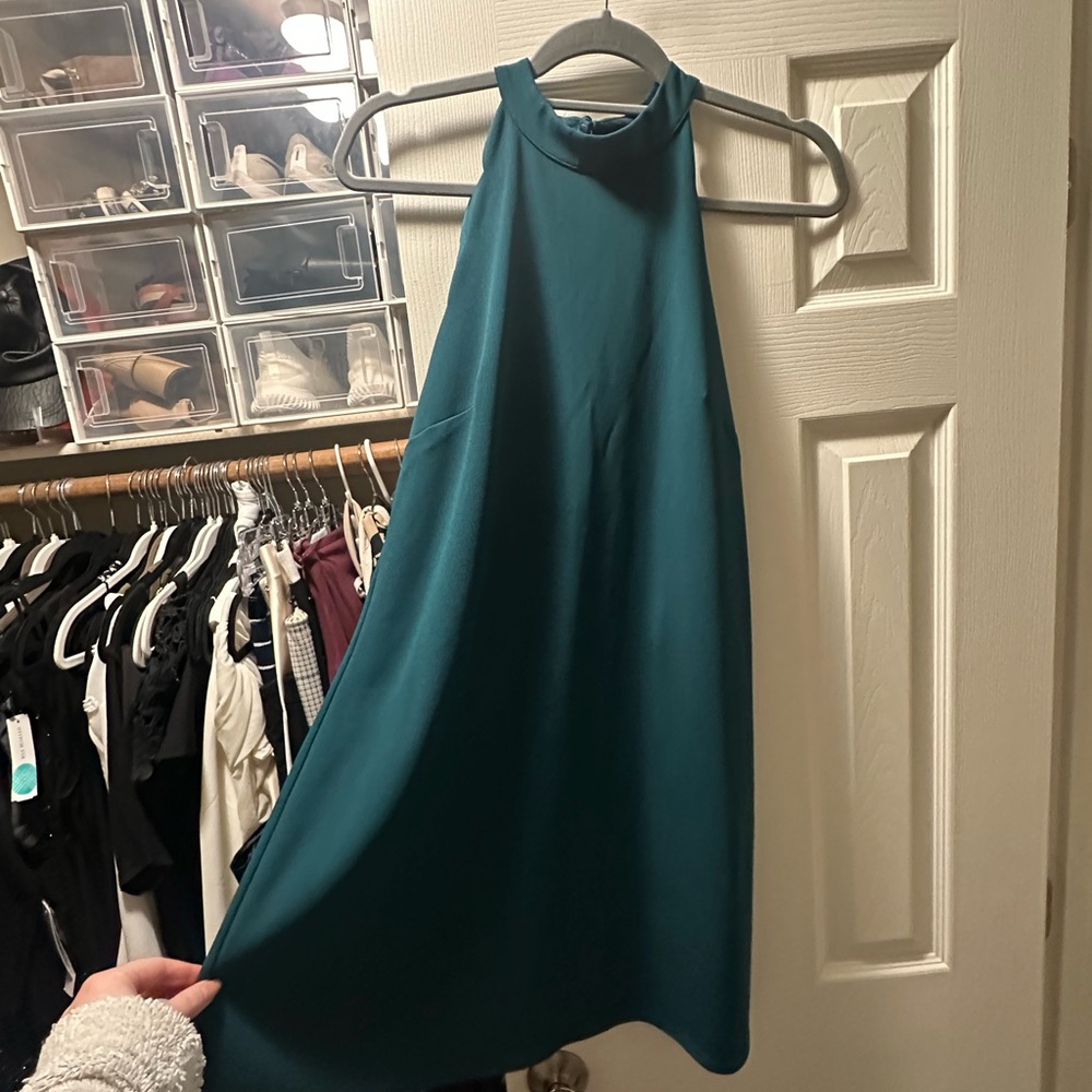 Elegant Teal Halter Dress